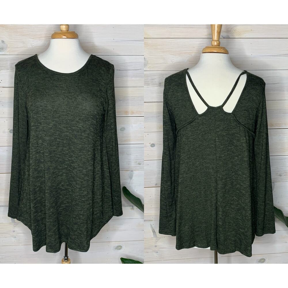 Dark Olive Green Long Sleeve Shirt with Keyhole Detailing